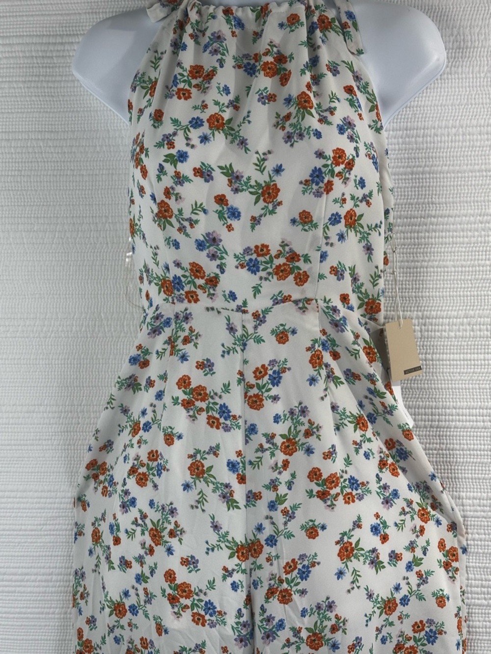 NWT Floral Halter Jumpsuit Cottagecore Boho Wide Leg Romper Active USA Small - Picture 2 of 11